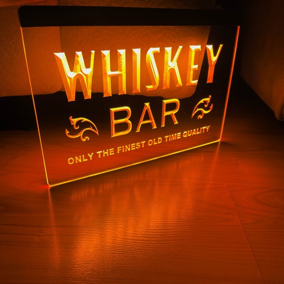 WHISKEY BAR LED NEON ORANGE LIGHT SIGN 8x12 - Picture 3 of 3